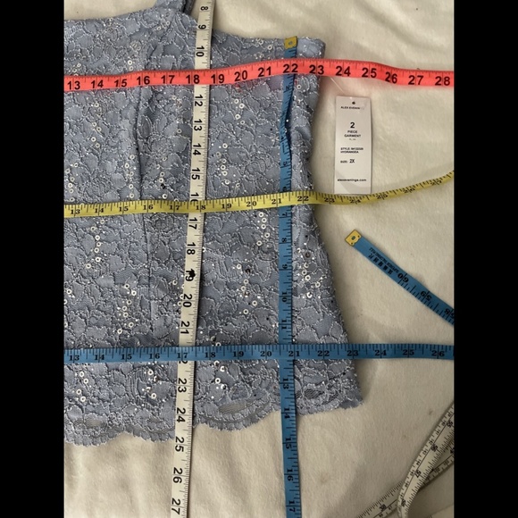 NWT ALEX EVENINGS Lace Sleeveless Square Neck Top Top in Hydrangea [SZ 2X‎ ] - Picture 11 of 14